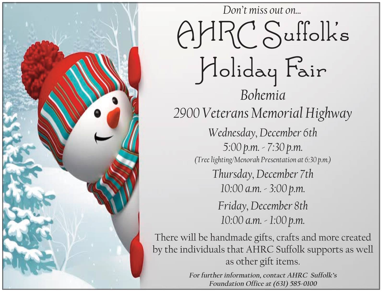 AHRC Suffolk County Holiday Fair 2017 Long Island New York